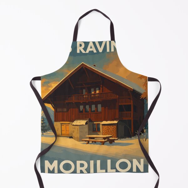 Item preview, Les Ravines – Morillon | Vintage poster of a snowy alpine chalet designed and sold by Atelier Brume.