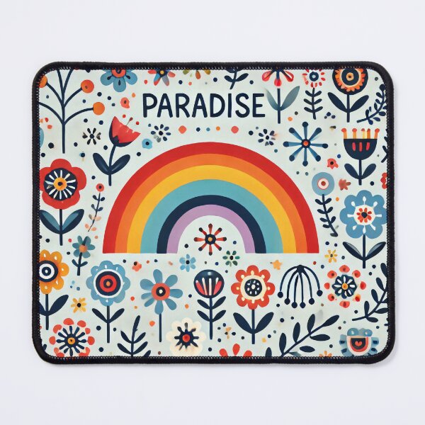Item preview, Rainbow and Flowers with PARADISE - Scandinavian Folk Art by heidiannemorris © designed and sold by FOLK ART FUSION by heidiannemorris.
