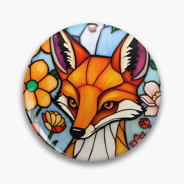 Item preview, Stained Glass Fox Among Florals – Elegant Woodland Art designed and sold by EmeraldeaArt.