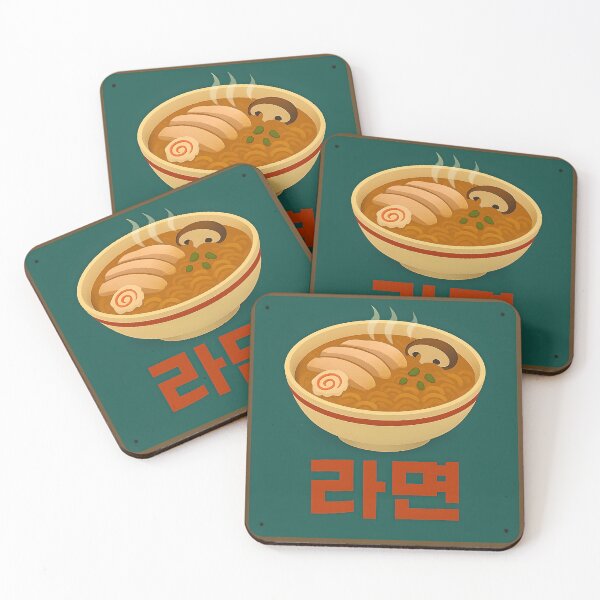 Item preview, Ramen Bowl Illustration with Meat Slice and Korean Lettering 라면 – Cute K-Food Design for Ramen Lovers designed and sold by Hallyu Bubble.