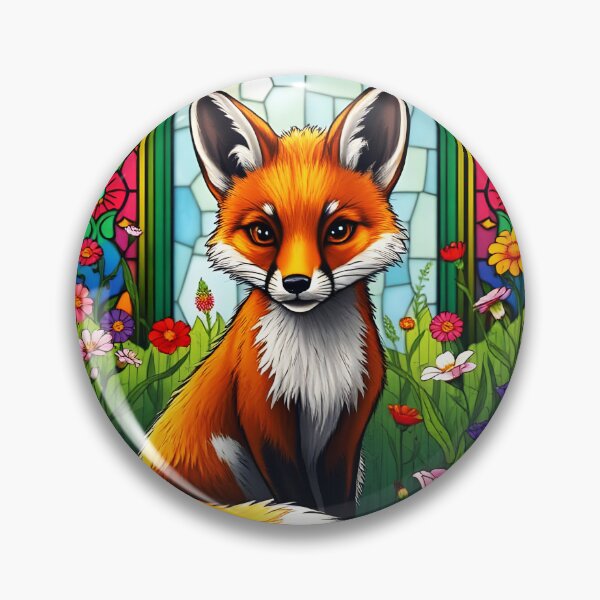 Item preview, Stained Glass Summer Fox Among Florals designed and sold by EmeraldeaArt.