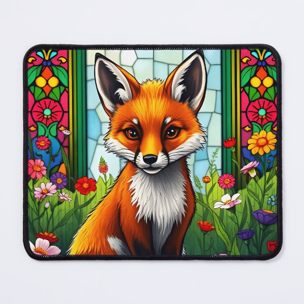 Item preview, Stained Glass Summer Fox Among Florals designed and sold by EmeraldeaArt.