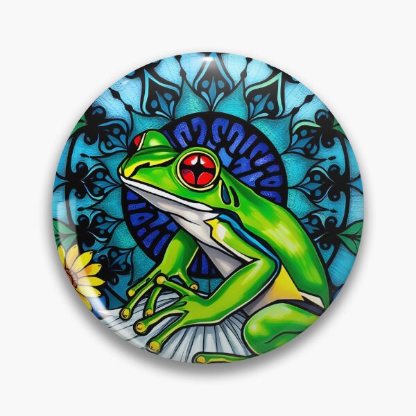 Item preview, Stained Glass green Frog sitting on a white flower designed and sold by EmeraldeaArt.