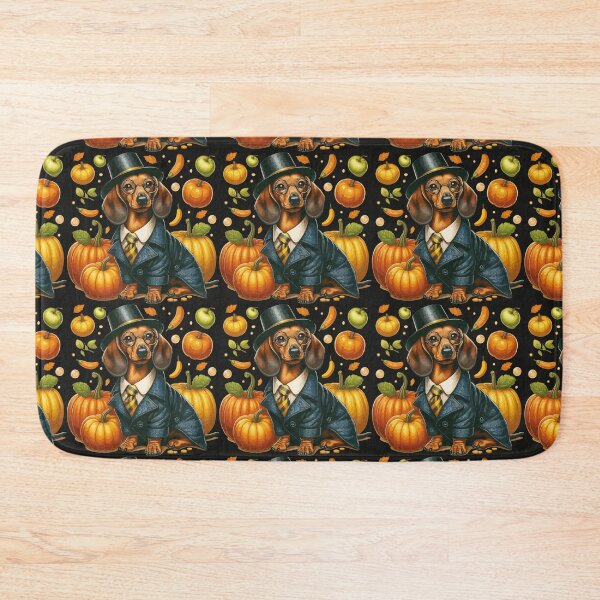 Item preview, Autumn-Style Dachshund with Pumpkins designed and sold by Brushlight Studio.