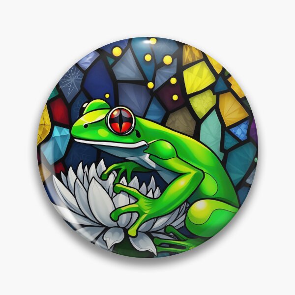 Item preview, Green Frog Stained Glass Art designed and sold by EmeraldeaArt.