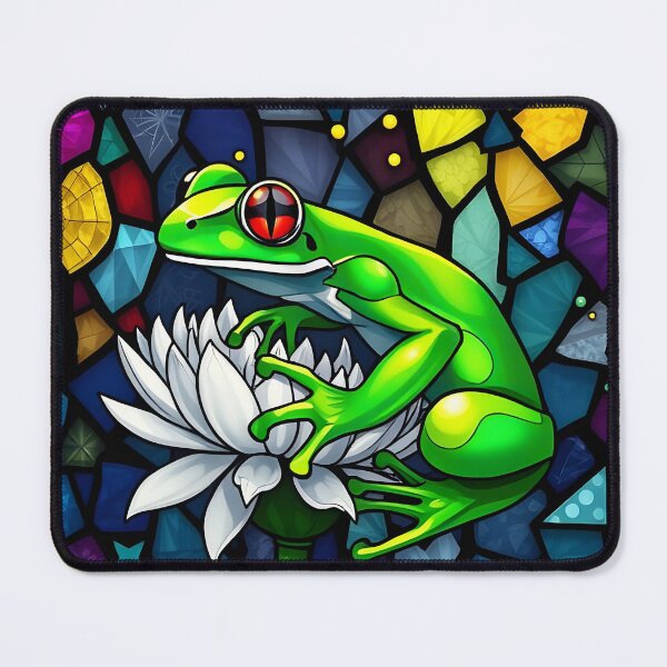 Item preview, Green Frog Stained Glass Art designed and sold by EmeraldeaArt.