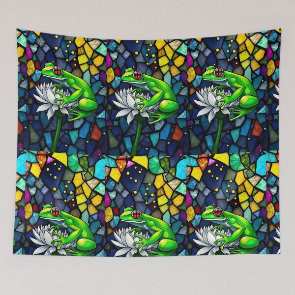 Item preview, Green Frog Stained Glass Art designed and sold by EmeraldeaArt.