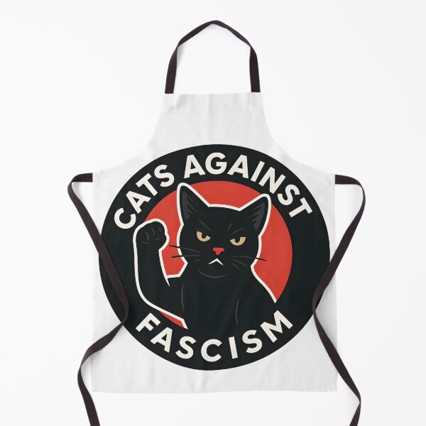 Item preview, "Cats Against Fascism" Black Sticker with White Text & Red Circle – Bold Protest Cat Design designed and sold by WAUZ.