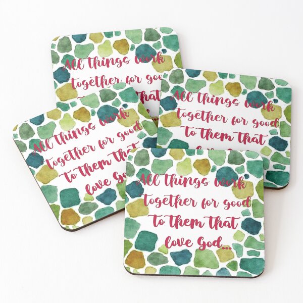 Item preview, Romans 8:28 Scripture Quote with Watercolor Stone Pattern Christian Design designed and sold by Kalandrakas Online.