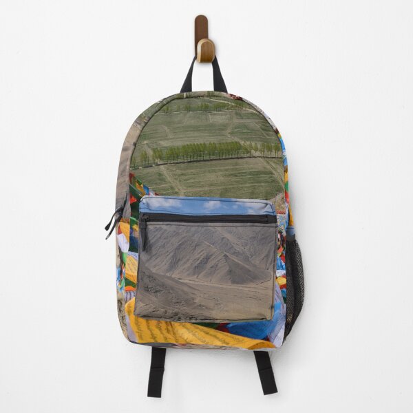 Item preview, Mountain landscape of Tibet with prayer flags and Yumbu-Lha Khang monastery designed and sold by Eckart Mayer Photography.