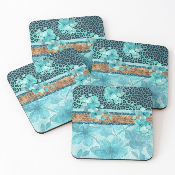 Item preview, Aqua teal color style mixed floral pattern  designed and sold by Renee Lavoie.