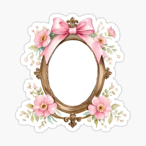Artikel-Vorschau von Floraler Zierrahmen mit rosa Blumen und Bändern, designt und verkauft von Anna-Klim-art.