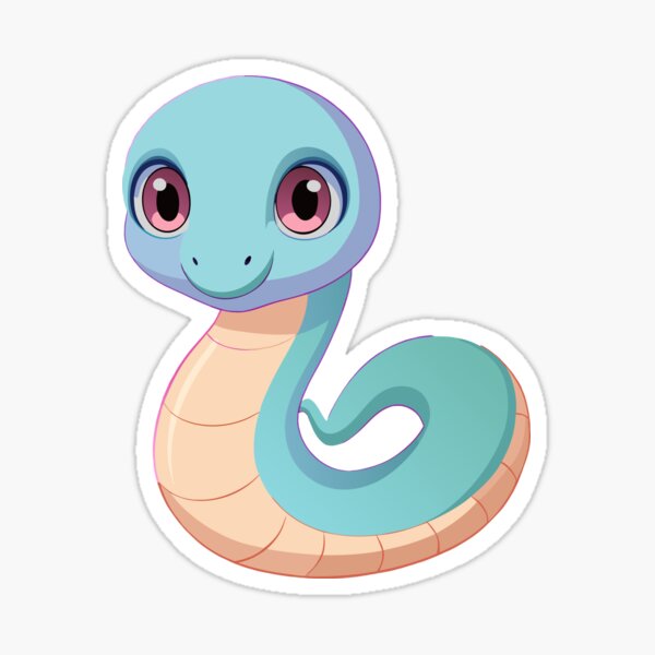 Baby Blue Snake with Pink Eyes Sticker