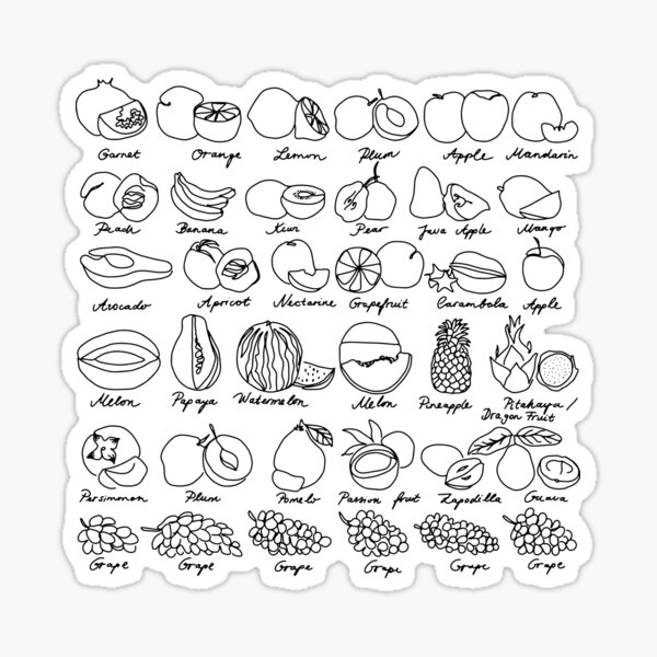 Item preview, Fruit Name Minimalist Art Drawing designed and sold by OneLineWithin.