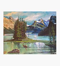 Uncharted Territory - Maligne Lake Jasper National Park Painting Photographic Print