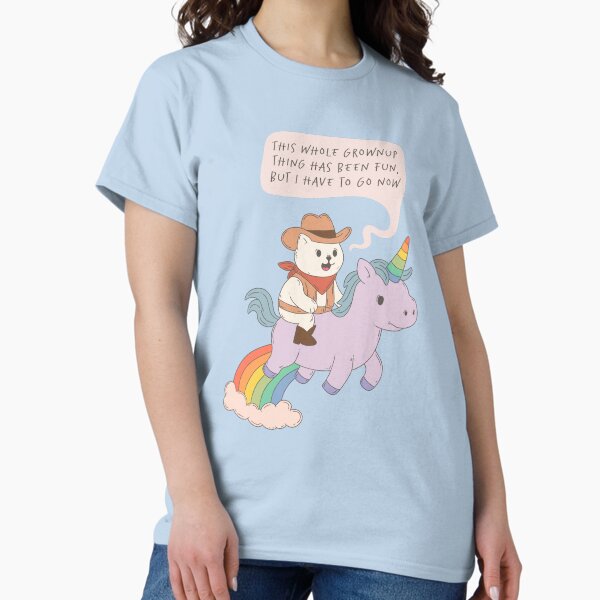 Item preview, Grownup Exit Strategy Cowboy Cat on Unicorn designed and sold by Jess.a.creates.