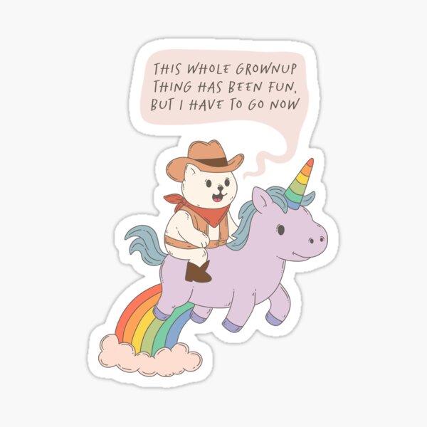 Item preview, Grownup Exit Strategy Cowboy Cat on Unicorn designed and sold by Jess.a.creates.