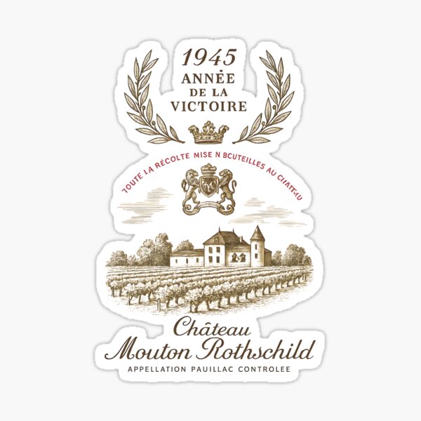Item preview, Wine Pairing Art | Vintage Château Mouton Rothschild 1945 Vineyard Scene | French Wine Lover designed and sold by WAUZ.