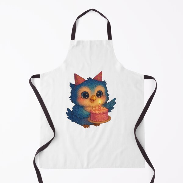 Item preview, Cute Blue Owl with Birthday Cake – Kawaii Party Bird Illustration designed and sold by JoynestStudioCo.