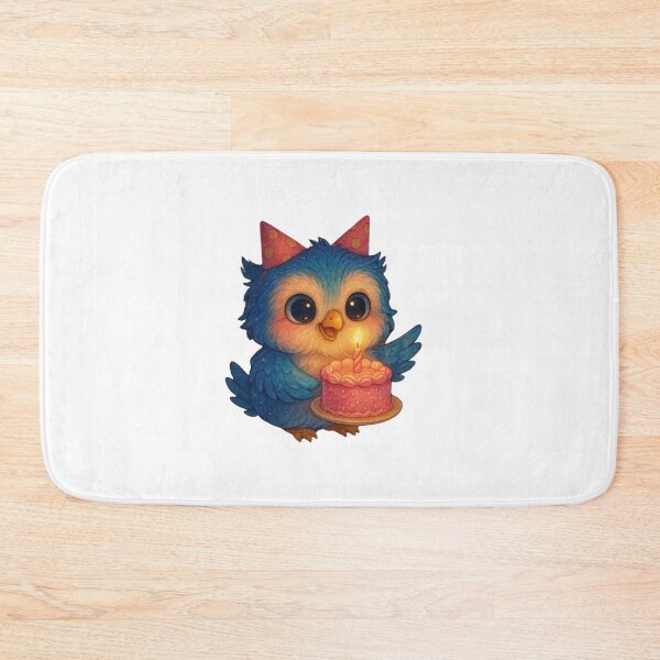 Item preview, Cute Blue Owl with Birthday Cake – Kawaii Party Bird Illustration designed and sold by JoynestStudioCo.