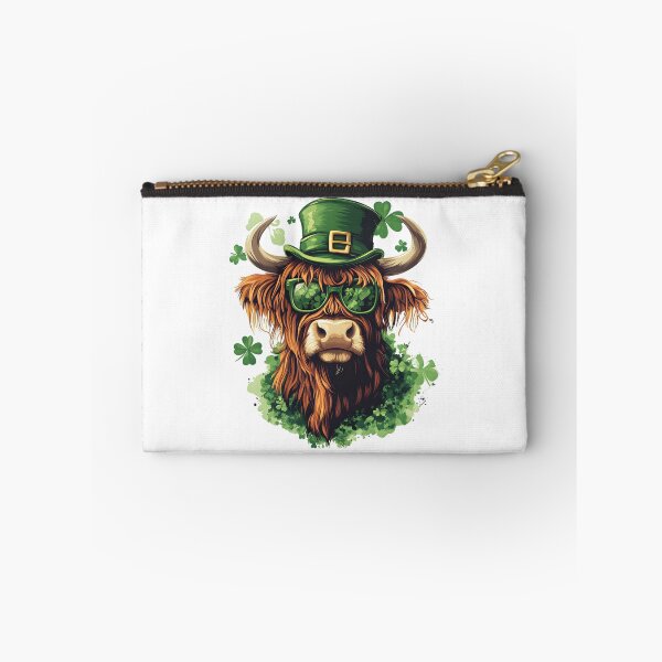 Item preview, Highland Cow Wearing St. Patrick’s Day Hat and Shamrock Glasses designed and sold by Mariana Shymkovych.