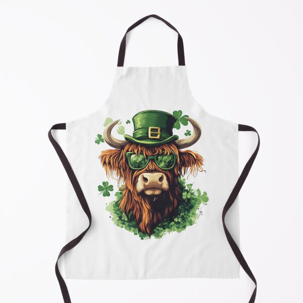 Item preview, Highland Cow Wearing St. Patrick’s Day Hat and Shamrock Glasses designed and sold by Mariana Shymkovych.