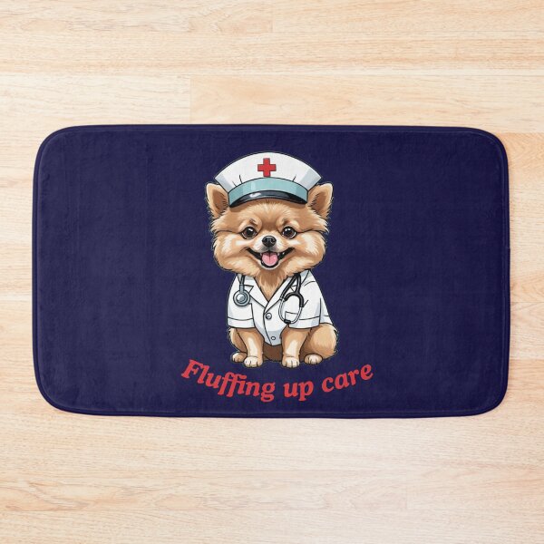 Item preview, Nurse Cartoon with Pomeranian Dog Design – Funny and Unique Dog and Owner Artwork – Nurse Gift – Pet Humor designed and sold by KoraTalks.