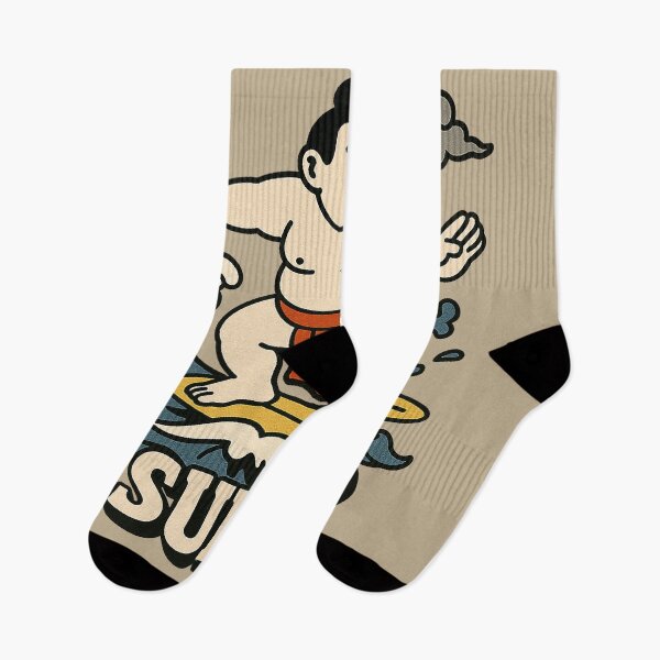 Item preview, Hilarious Japanese Sumo Surfer Riding Wave designed and sold by zzz888.