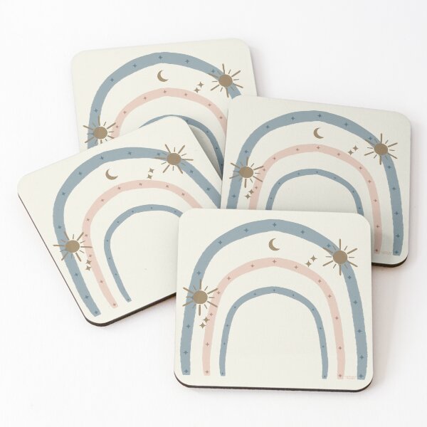 Item preview, Rainbow with stars - dull gold and teal blue designed and sold by Vaekra.