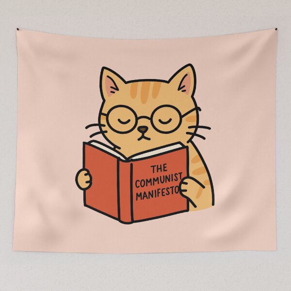 Item preview, Cat Reading The Communist Manifesto (Combeferre Tribute) designed and sold by byebyesally.