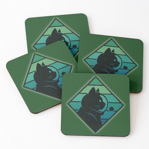 Item preview, Cosmic Kitty Nova – Green Space Cat in Retro Diamond designed and sold by ForestPainter.
