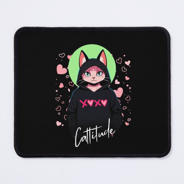 Item preview, Cattitude Graphic – Funny Cute Cat in Hoodie | Anime Kitty XOXO designed and sold by Cree8if.