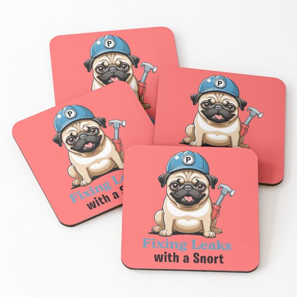 Item preview, Funny Pug Portrait – Comic Plumber Gift – Goofy Dog & Cat Owner Gifts – Humor Pet Lover Design designed and sold by KoraTalks.