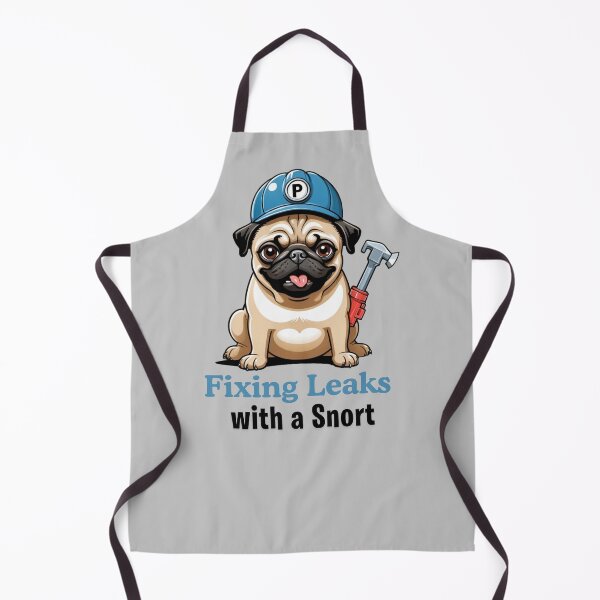 Item preview, Funny Pug Portrait – Comic Plumber Gift – Goofy Dog & Cat Owner Gifts – Humor Pet Lover Design designed and sold by KoraTalks.