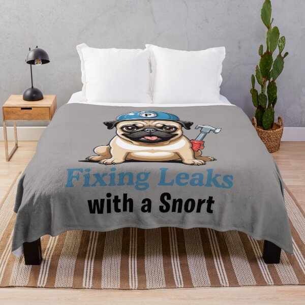 Item preview, Funny Pug Portrait – Comic Plumber Gift – Goofy Dog & Cat Owner Gifts – Humor Pet Lover Design designed and sold by KoraTalks.