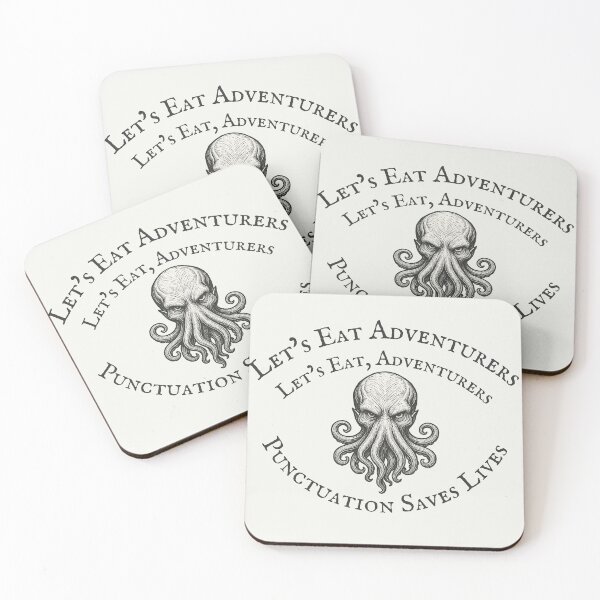 Item preview, Let's Eat Adventurers - Let's Eat, Adventurers - Punctuation Saves Lives - Mind Flayer Ink Fantasy Shirt designed and sold by TenkaTees.