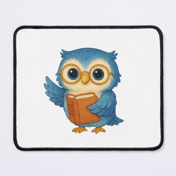 Item preview, Cute Blue Owl Holding a Book – Whimsical Reading Bird Illustration designed and sold by JoynestStudioCo.