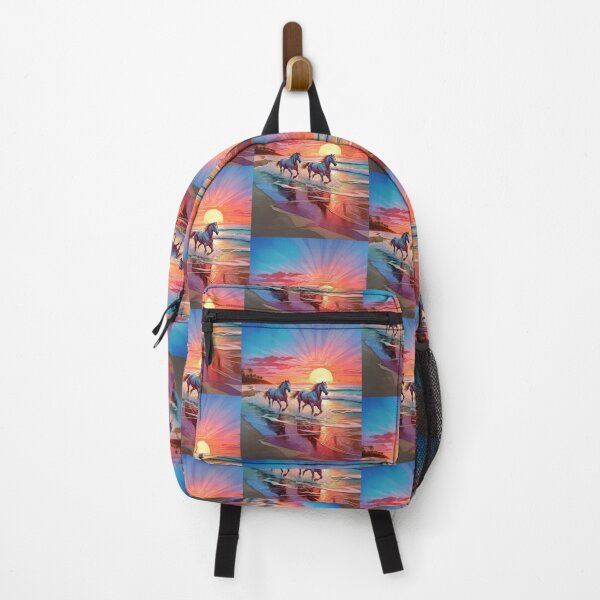 Item preview, Two white horses running in the sea at sunset designed and sold by Design your dreams.