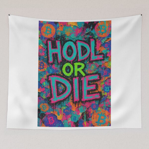Artikelvorschau, HODL OR DIE – Neon Bitcoin Graffiti entworfen und verkauft von oneof21million.
