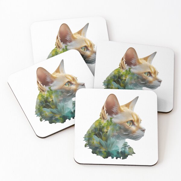 Item preview, Devon Rex in the Wild: Nature Double Exposure Art designed and sold by ShadowAndSlate.