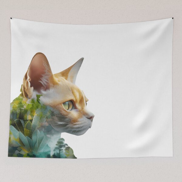Item preview, Devon Rex in the Wild: Nature Double Exposure Art designed and sold by ShadowAndSlate.