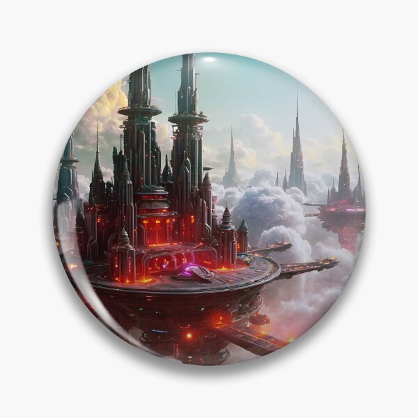 Item preview, Futuristic City in the Clouds designed and sold by Ink Art Design.