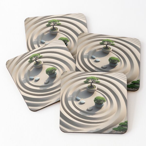 Item preview, Minimalist Zen Garden Art – Peaceful Bonsai and Raked Sand Design by LaLi Designs designed and sold by LaLi-Designs.