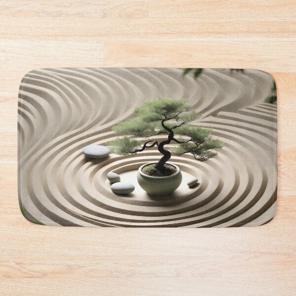 Item preview, Minimalist Zen Garden Art – Peaceful Bonsai and Raked Sand Design by LaLi Designs designed and sold by LaLi-Designs.