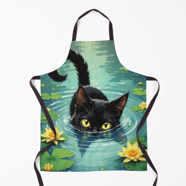 Item preview, Black Cat in Water Lilies designed and sold by Ambient Flow.