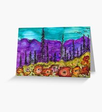 Violet Mountains Abstract Landscape Greeting Card