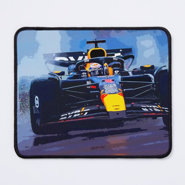 Item preview, Max Verstappen racing his 2024 F1 car in the rain during the Brazilian Grand Prix at Interlagos watercolor designed and sold by Rodissimus1984.