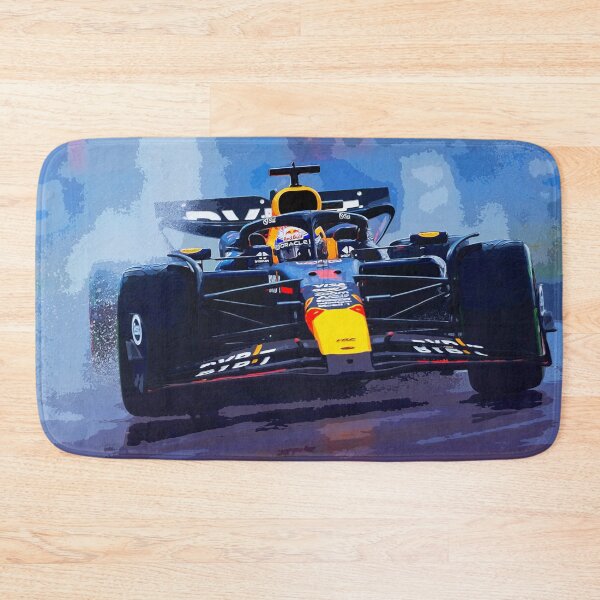 Item preview, Max Verstappen racing his 2024 F1 car in the rain during the Brazilian Grand Prix at Interlagos watercolor designed and sold by Rodissimus1984.