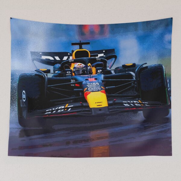 Item preview, Max Verstappen racing his 2024 F1 car in the rain during the Brazilian Grand Prix at Interlagos abstract designed and sold by Rodissimus1984.