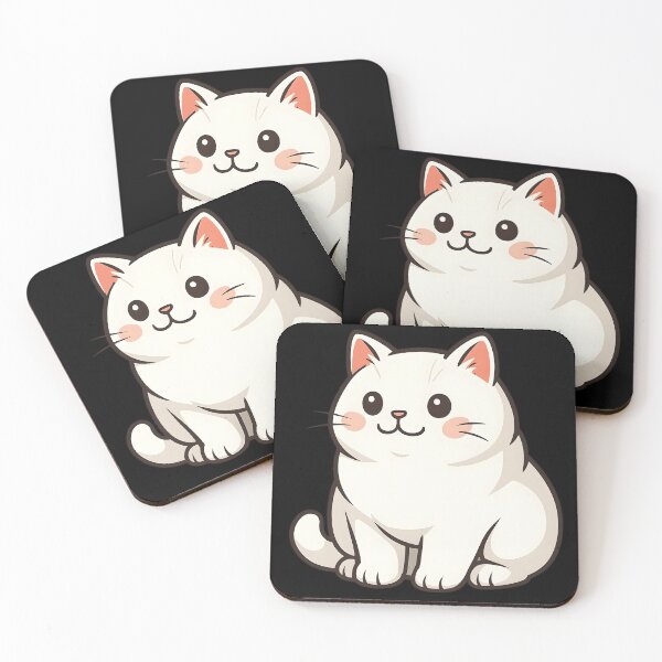 Item preview, Chonky Cute White Cat | Funny Lazy Cat Sticker | Adorable Cat Art | Kawaii Chubby Kitty designed and sold by WAUZ.